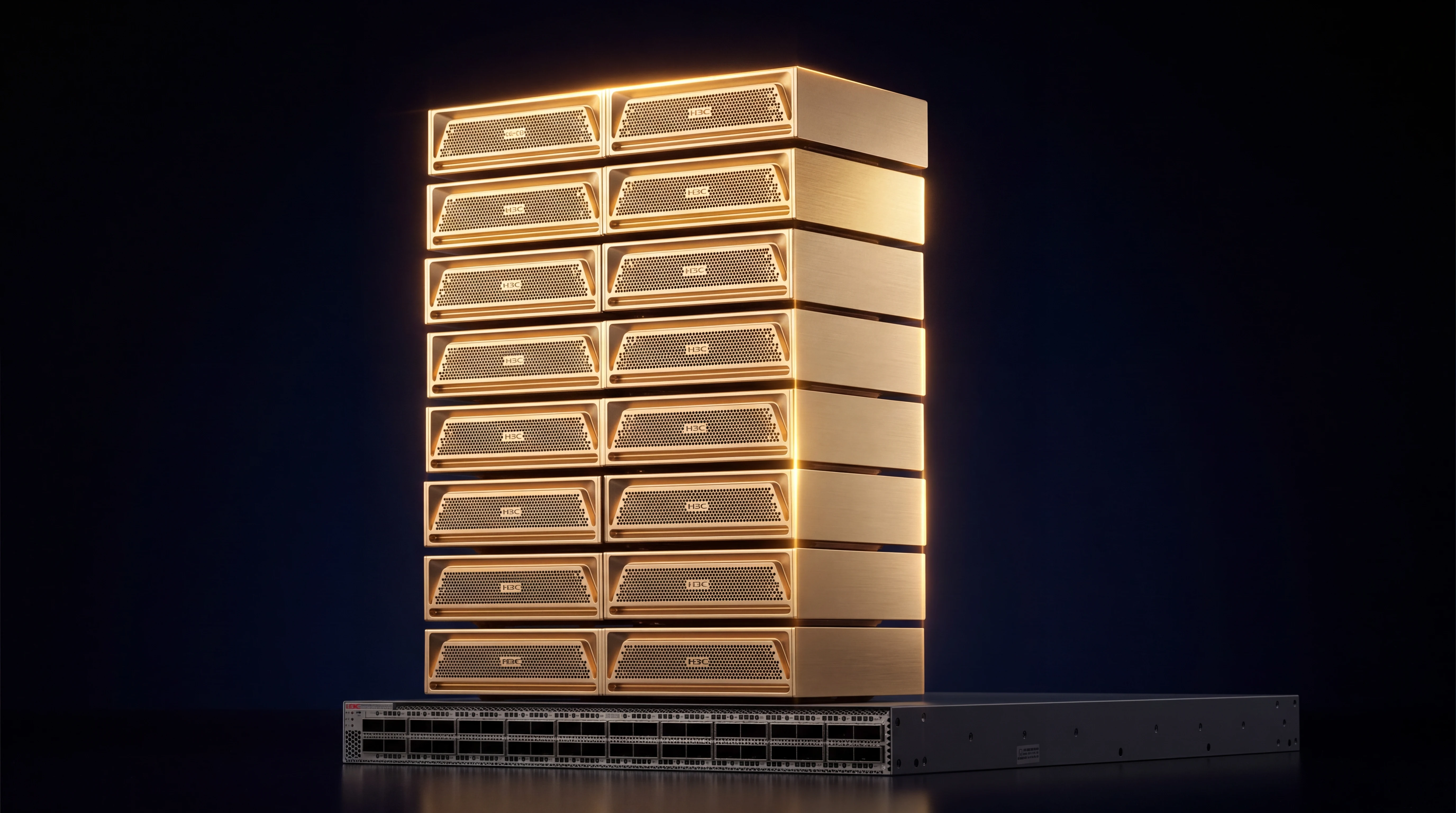 MegaCube cluster: stacked golden MegaCube on-device inference nodes